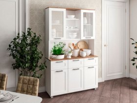 Буфет Катерини (дуб бельмунд/белое дерево) в Поваренке - povarenka.mebel-nsk.ru | фото