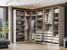 Гардеробная Эккервуд (меланж) в Поваренке - povarenka.mebel-nsk.ru | фото