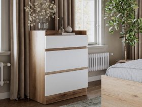 Комод 3 ящика Брауни (дуб делано/белый) в Поваренке - povarenka.mebel-nsk.ru | фото