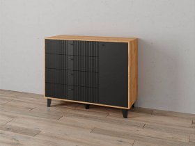 Комод «Катрин-13» ( дуб крафт золотой/карбон вулкан) в Поваренке - povarenka.mebel-nsk.ru | фото