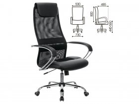 Кресло офисное BRABIX PREMIUM Stalker EX-608 CH, хром, ткань-сетка/кожзам, черное в Поваренке - povarenka.mebel-nsk.ru | фото