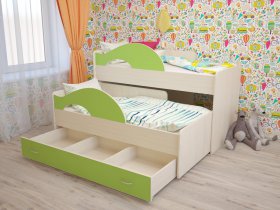 Кровать детская двухуровневая Радуга 80*160 в Поваренке - povarenka.mebel-nsk.ru | фото