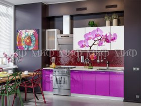 Кухонный гарнитур Орхидея (фиолетовый) в Поваренке - povarenka.mebel-nsk.ru | фото