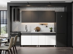 Кухонный гарнитур София (2,0м) (бланж/графит матовый) в Поваренке - povarenka.mebel-nsk.ru | фото