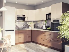 Модульная кухня Классика (ваниль/шоколад) в Поваренке - povarenka.mebel-nsk.ru | фото