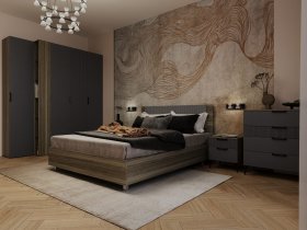 Модульная спальня Борнео (джара темная/хангва) в Поваренке - povarenka.mebel-nsk.ru | фото