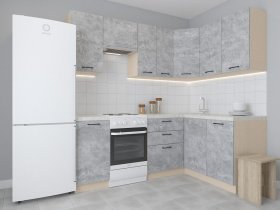 Модульная угловая кухня 1,4м*2,1м Лада (цемент) в Поваренке - povarenka.mebel-nsk.ru | фото