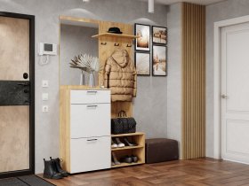 Прихожая Монтана (дуб крафт золотой/белый) в Поваренке - povarenka.mebel-nsk.ru | фото