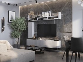 Стенка 2000 Квинта (белый лофт/софт айс/белый) в Поваренке - povarenka.mebel-nsk.ru | фото