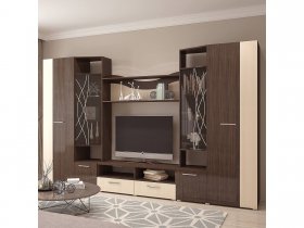 Стенка Гамма (дуб венге/дуб молочный) в Поваренке - povarenka.mebel-nsk.ru | фото