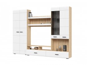 Стенка ГС-01 Либерти (дуб сонома/белый глянец) в Поваренке - povarenka.mebel-nsk.ru | фото