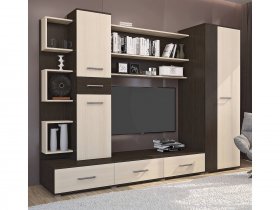 Стенка Верона (дуб венге/дуб молочный) в Поваренке - povarenka.mebel-nsk.ru | фото