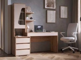 Стол компьютерный Пифагор (дуб вотан/кашемир) в Поваренке - povarenka.mebel-nsk.ru | фото