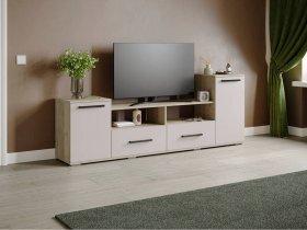 Тумба под ТВ Парус-2 (дуб крафт серый/кашемир) в Поваренке - povarenka.mebel-nsk.ru | фото